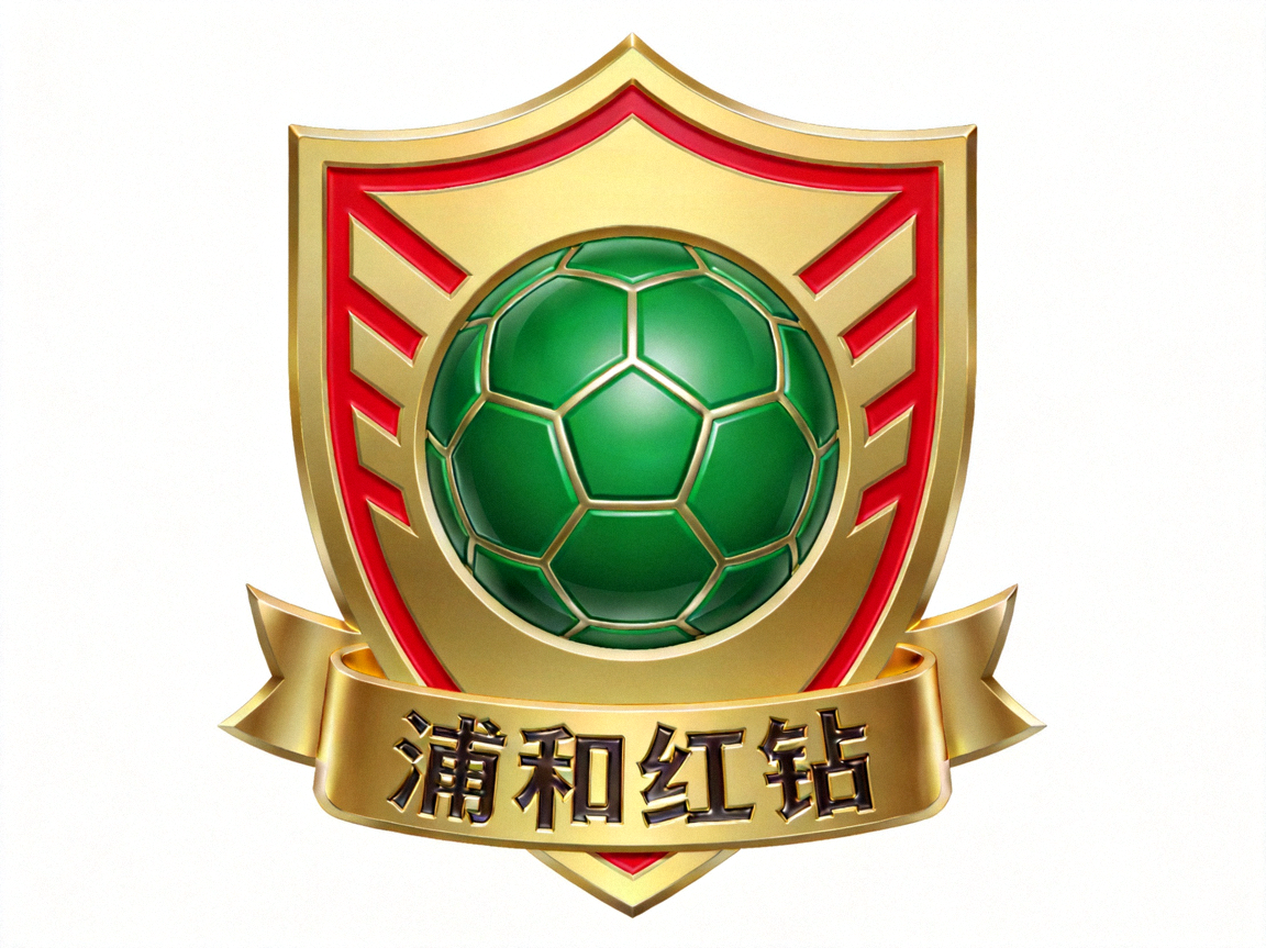 浦和红钻俱乐部徽章图形，金色盾牌配绿色足球